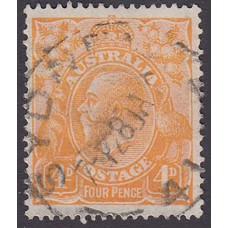 Australian    King George V    4d Orange   Single Crown WMK  Plate Variety 2L59